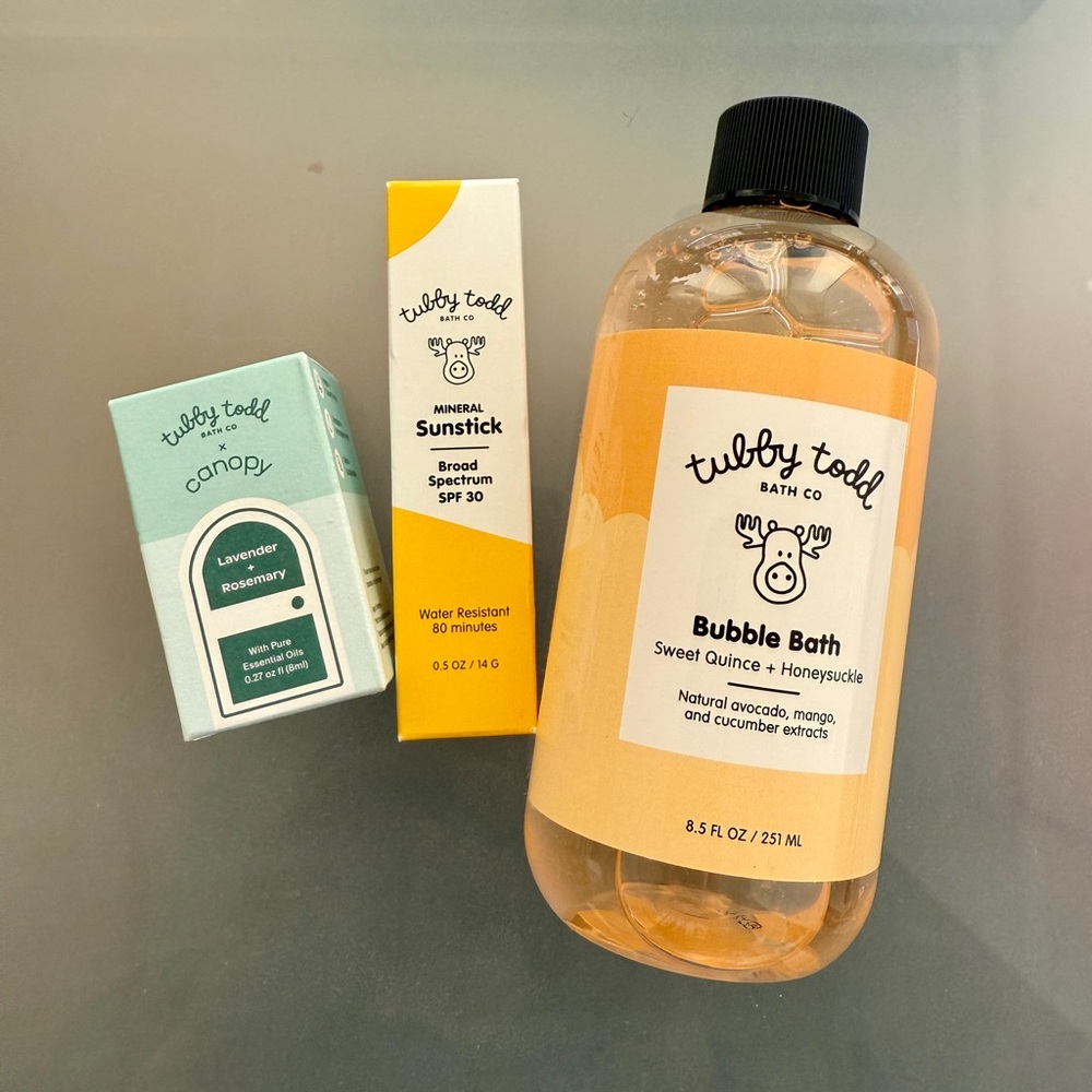 Tubby Todd Bath Co Bundle - Bubble Bath - Sweet Quince & Honeysuckle / Sunscreen